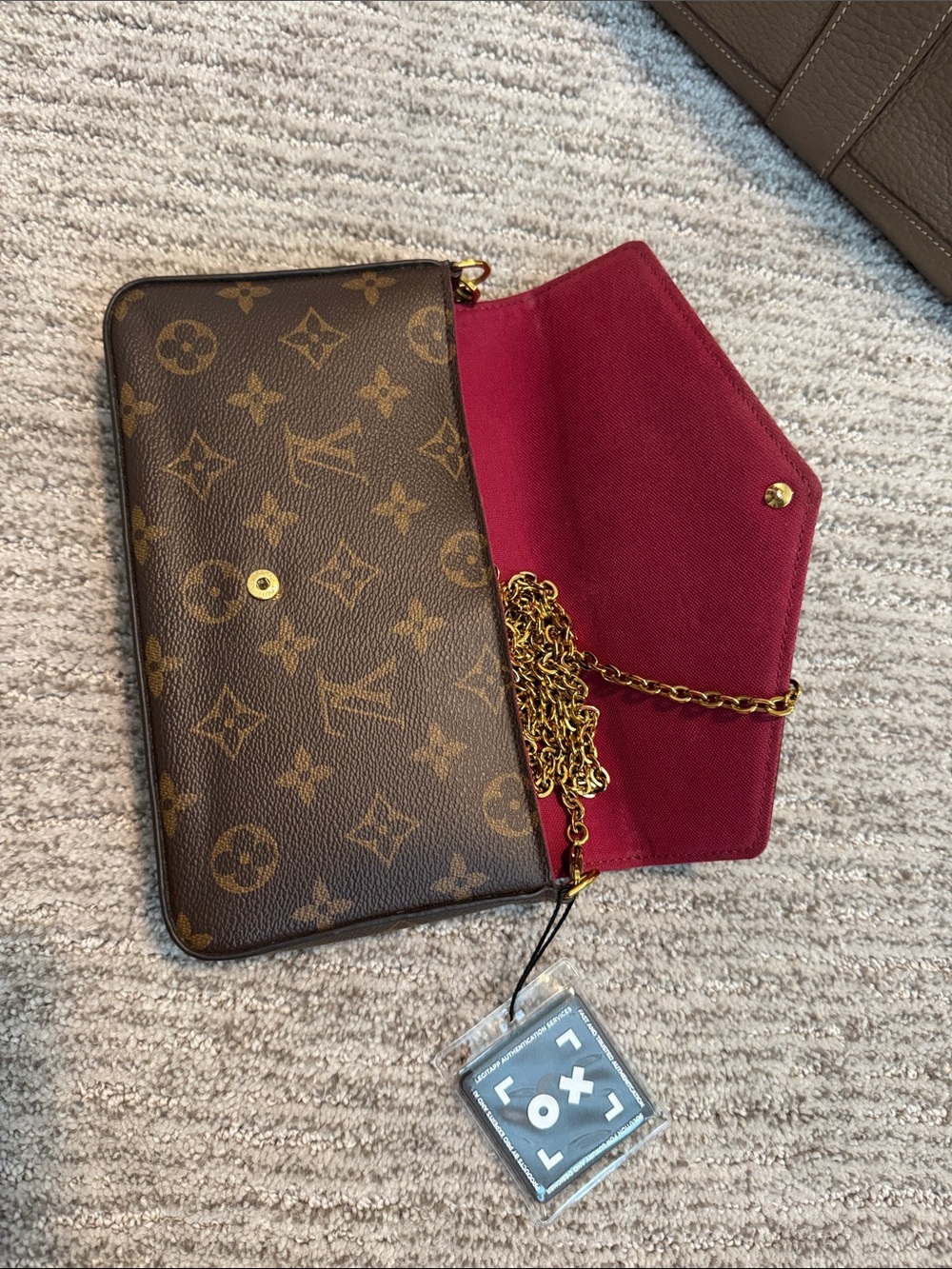 AUTHENTIC Louis Vuitton Monogram Crossbody Bag in Brown with Gold Chain - COA - Picture 9 of 17